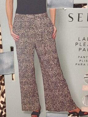 Serra Leopard-Print Wide Leg Pants in Tan and Black